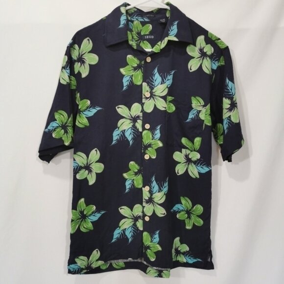 Men's Izod Silk Tropical Short Sleeved Button Down Shirt - Sz S - Picture 1 of 7